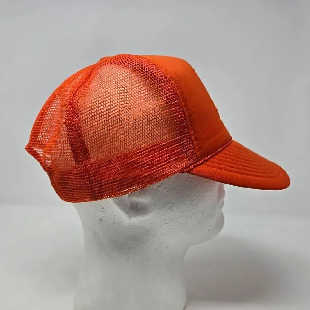 CAL CAT CO INC ORANGE WHITE PATCH TRUCKER MENS HAT CAP SNAPBACK